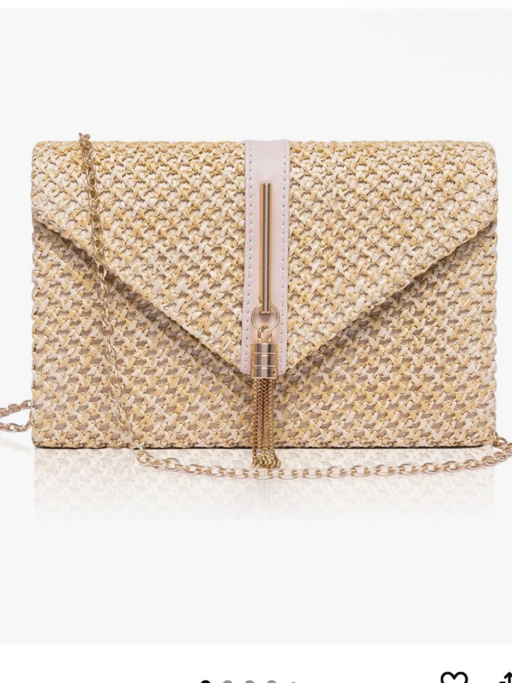 Straw Clutch Purses for Women, Tassel Envelope Beach Purse with Chain Strap